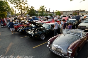 Classic cars parked in downtown Barrington, Illinois for the classic car cruise. 2012