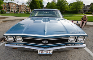 This Grotto Blue 1968 Chevelle looks great parked in downtown Palatine.
