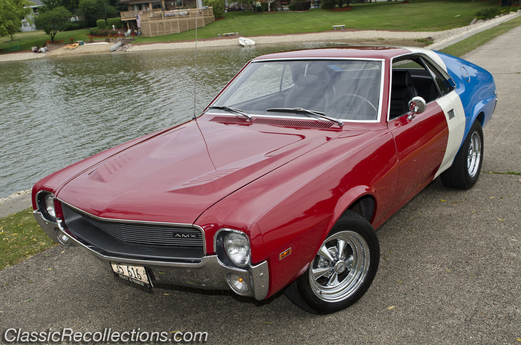This 1969 AMC AMX is painted in the special Hurst Super Stock color scheme.