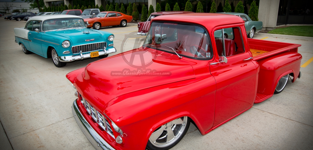 This 1955 Chevrolet Bel Air and 1955 Chevrolet pickup truck participated in the 2015 Hot Rod Power Tour.
